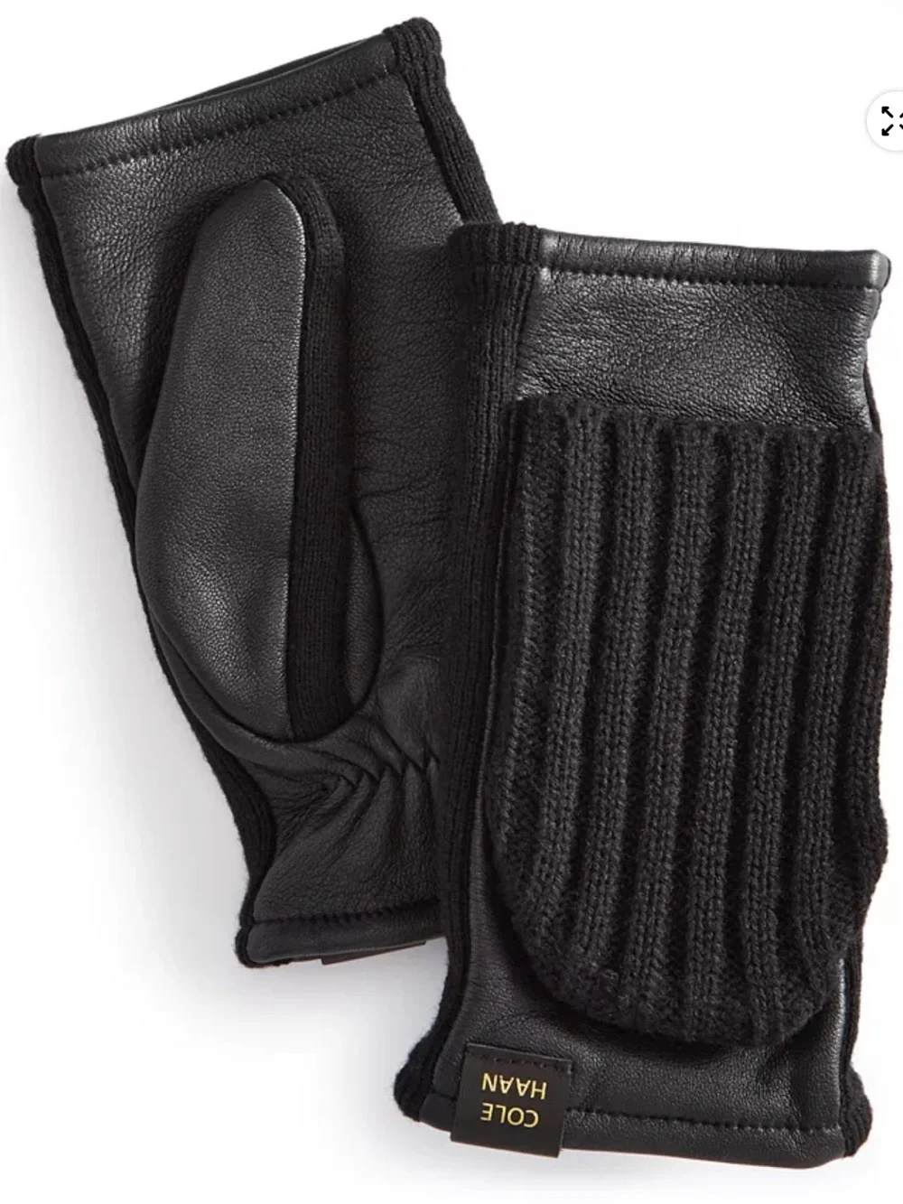 Cole Haan Leather Flip Mitt Gloves